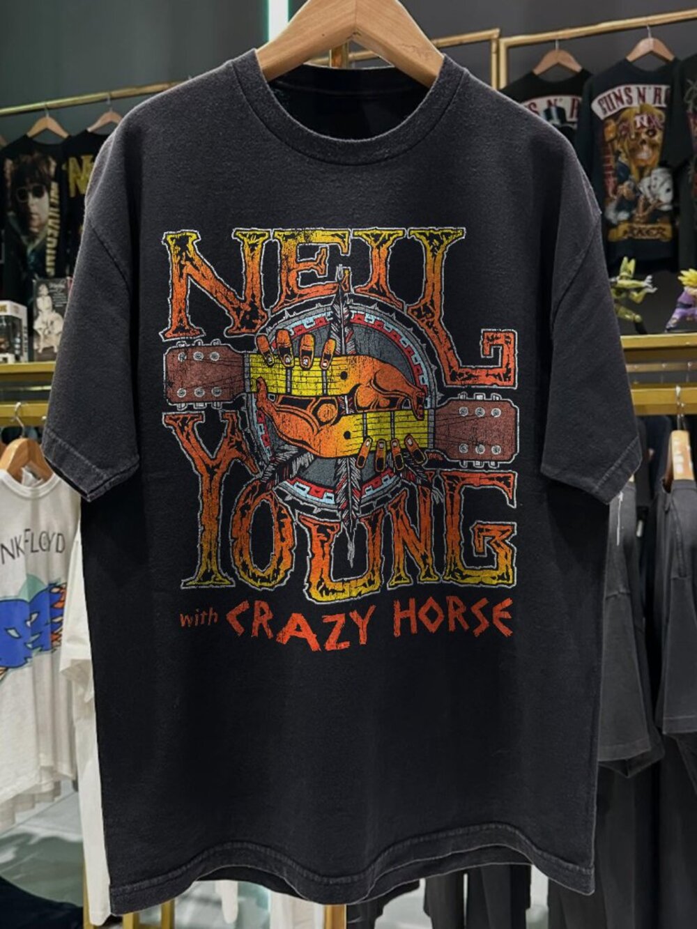1997 Neil Young With Crazyhorse Tour Rare Black T-Shirt